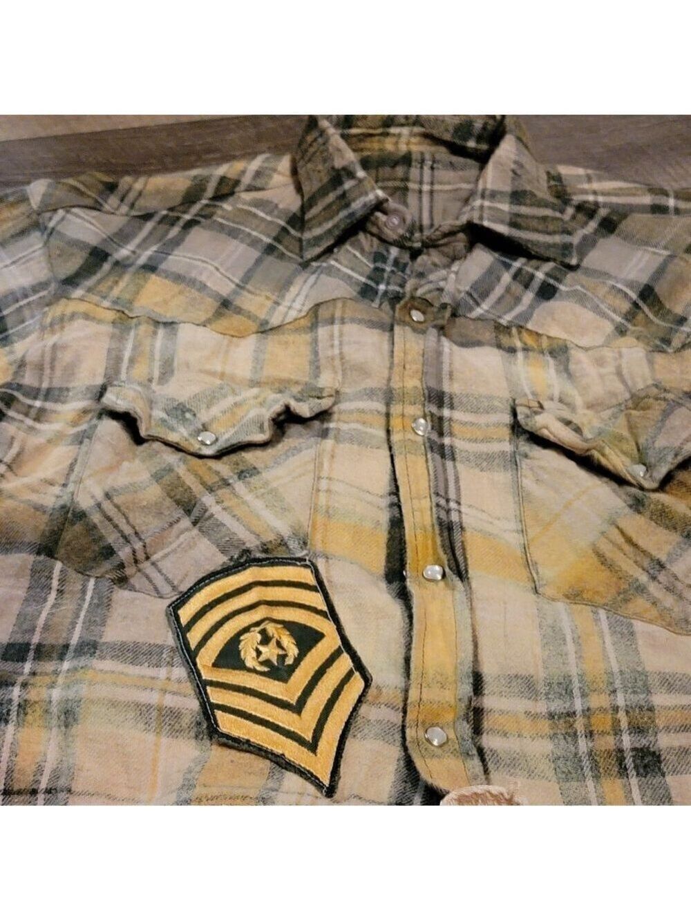 Custom Junk Gypsy Vintage flannel/tablecloth duster.  Snap Front.  Size LG/XL. - Picture 2 of 7